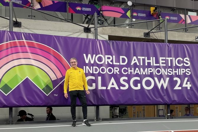 Dr. Walter Hubmann bei den Hallenweltmeisterschaften 2024 in Glasgow
